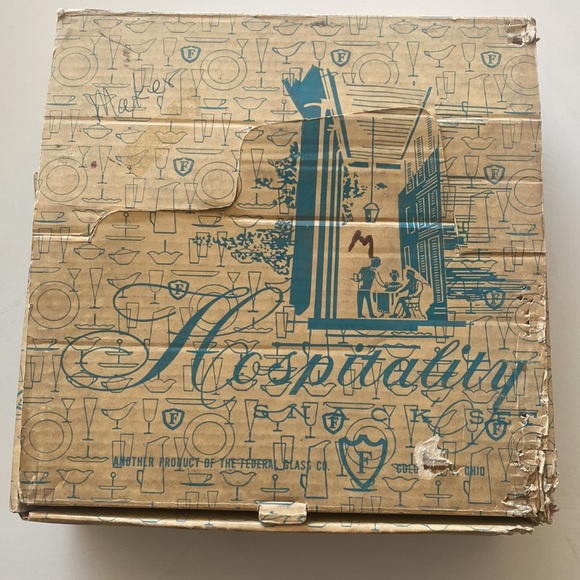 Federal glass co snack plate and mugs set. Clear glass - Picture 12 of 13